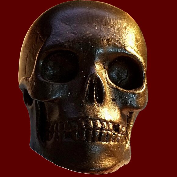 Unknowns Other - Mini Black Resin Skull Head Sculpture Modern Skull Art Home Decor for Edgy Style